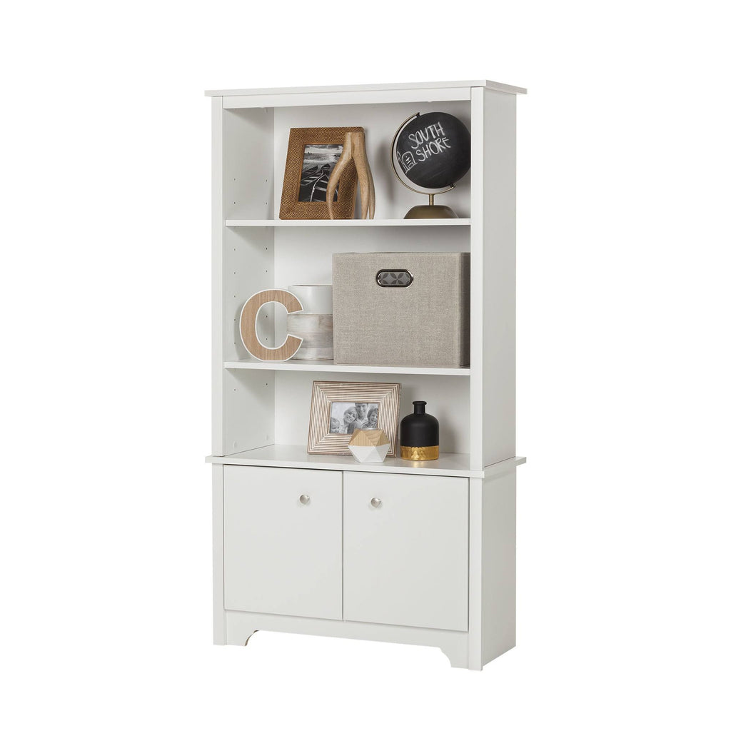 Pure White 3-Shelf Bookcase with Doors H572