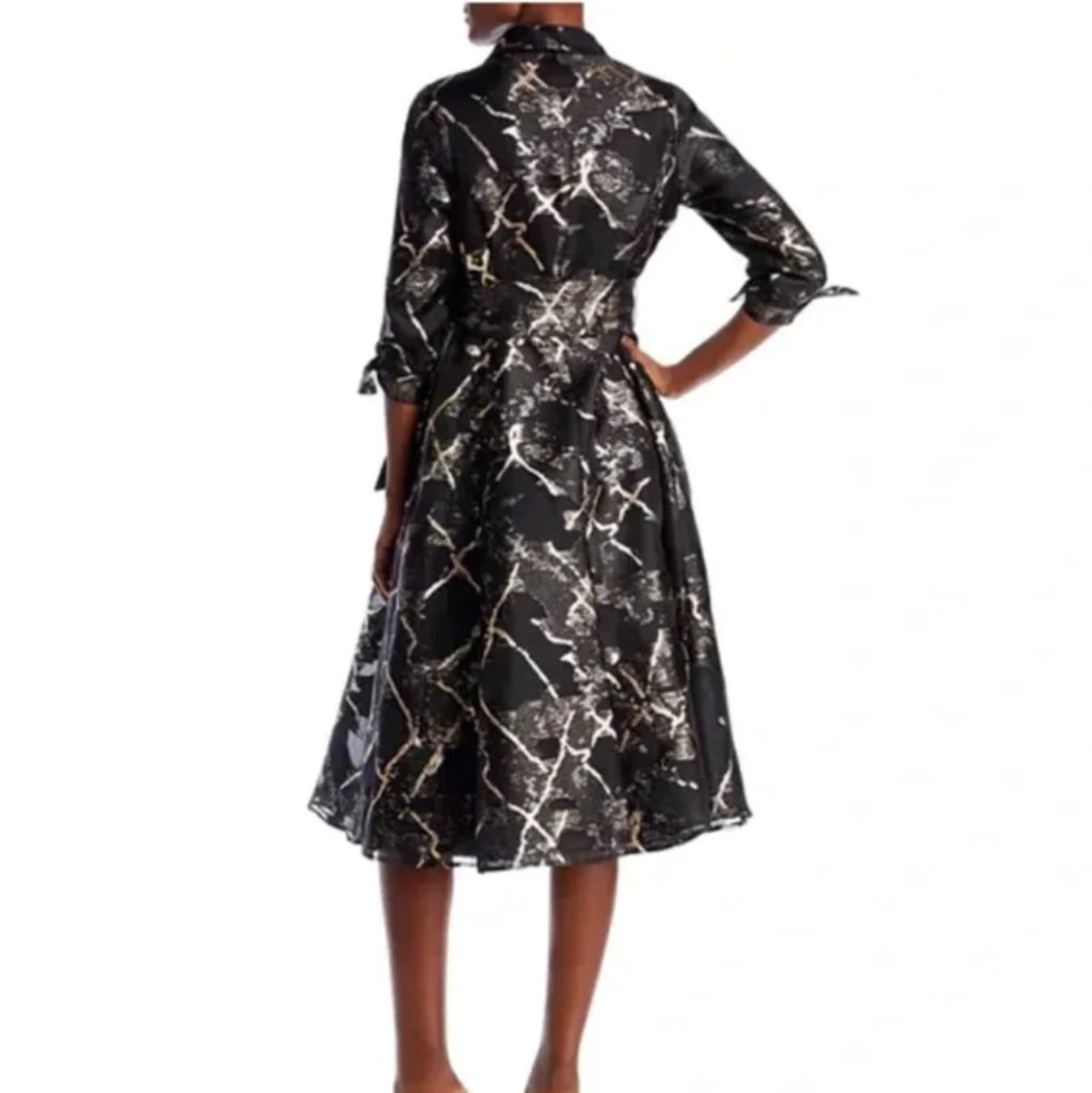 Metallic Burnout Jacquard Shirt Dress A875983