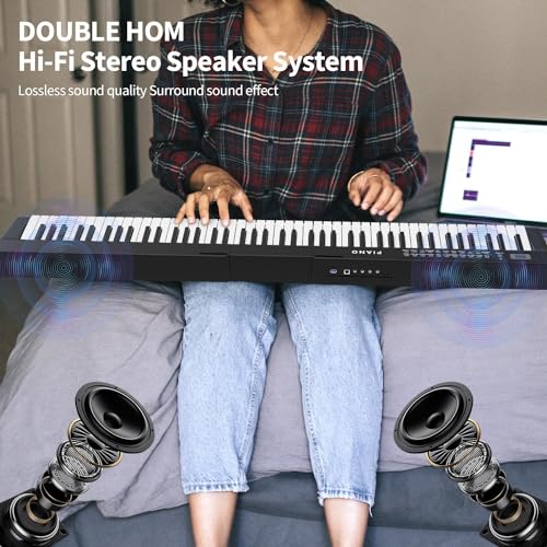 88 Key Semi Weighted Digital Piano with Stand, Built-In Speakers, Sustain Pedal, Bluetooth B23939