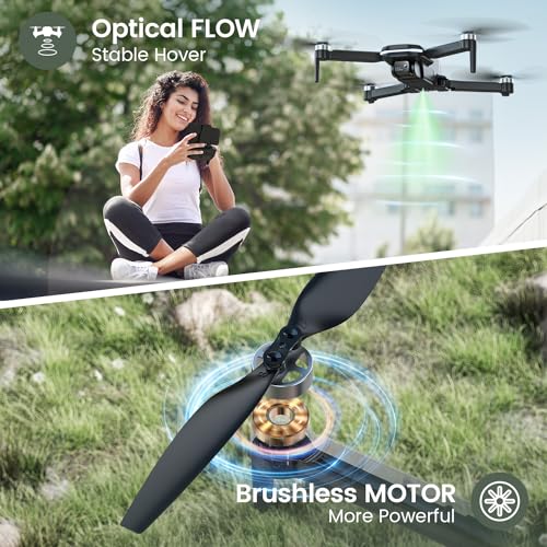 FPV Drone with 1080P HD Camera, Foldable RC Quadcopter with Brushless Motor, 2 Modular Batteries M8214