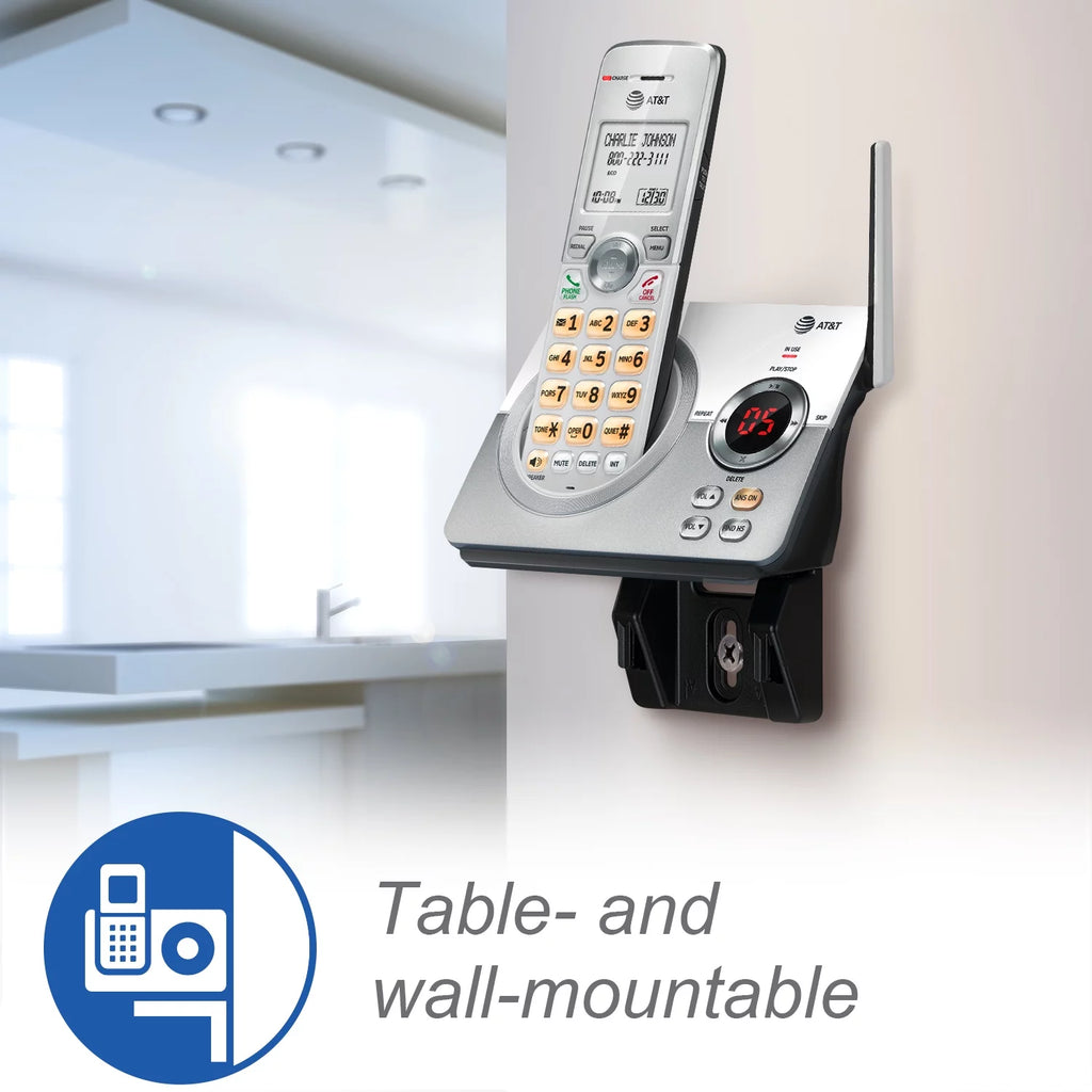 4-Handset Cordless Phone with Answering System and Call Block (White/Silver) T160421