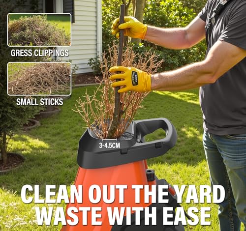 15-Amp Electric Wood Chipper Shredder Mulcher with 50L Collecting Bin 1.8-Inch Cutting Diameter K73568