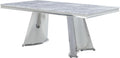 Faux Marble Top and Mirrored Silver Dining Table K6071