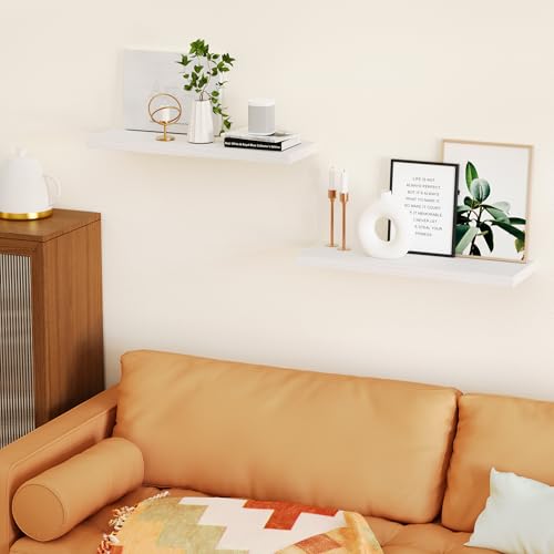 Nature Wood Wall Shelf Set of 3, 16" Wall Mounted Floating Shelf Q43697
