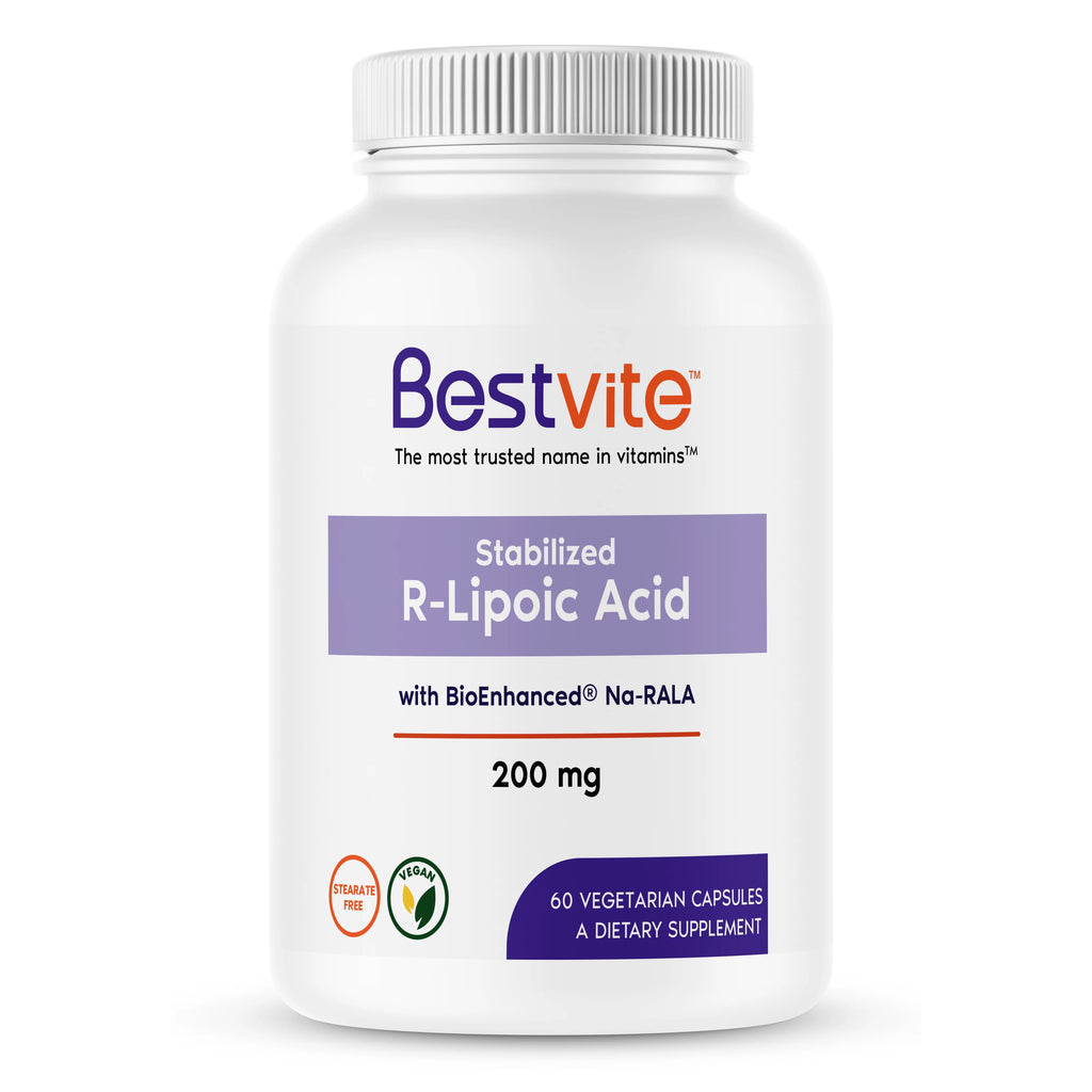 R-Lipoic Acid 200mg Stabilized with Na-RLA with Biotin 60 Vegetarian Capsules T7957
