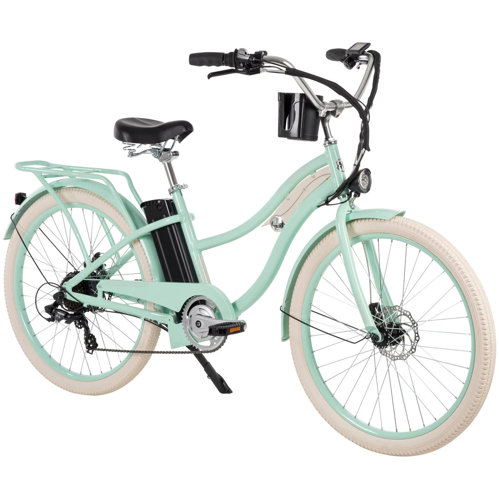 26-in 7-Spd Electric Cruiser Bike, Mint Green, 36V, 350W F1051