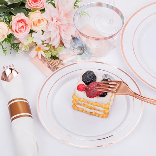 Clear Gold Plastic Dinnerware Set, 350 Pcs N25773