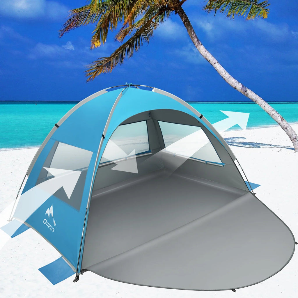 Blue Beach Tent Pop Up Sun Shelter with Carry Bag K5847