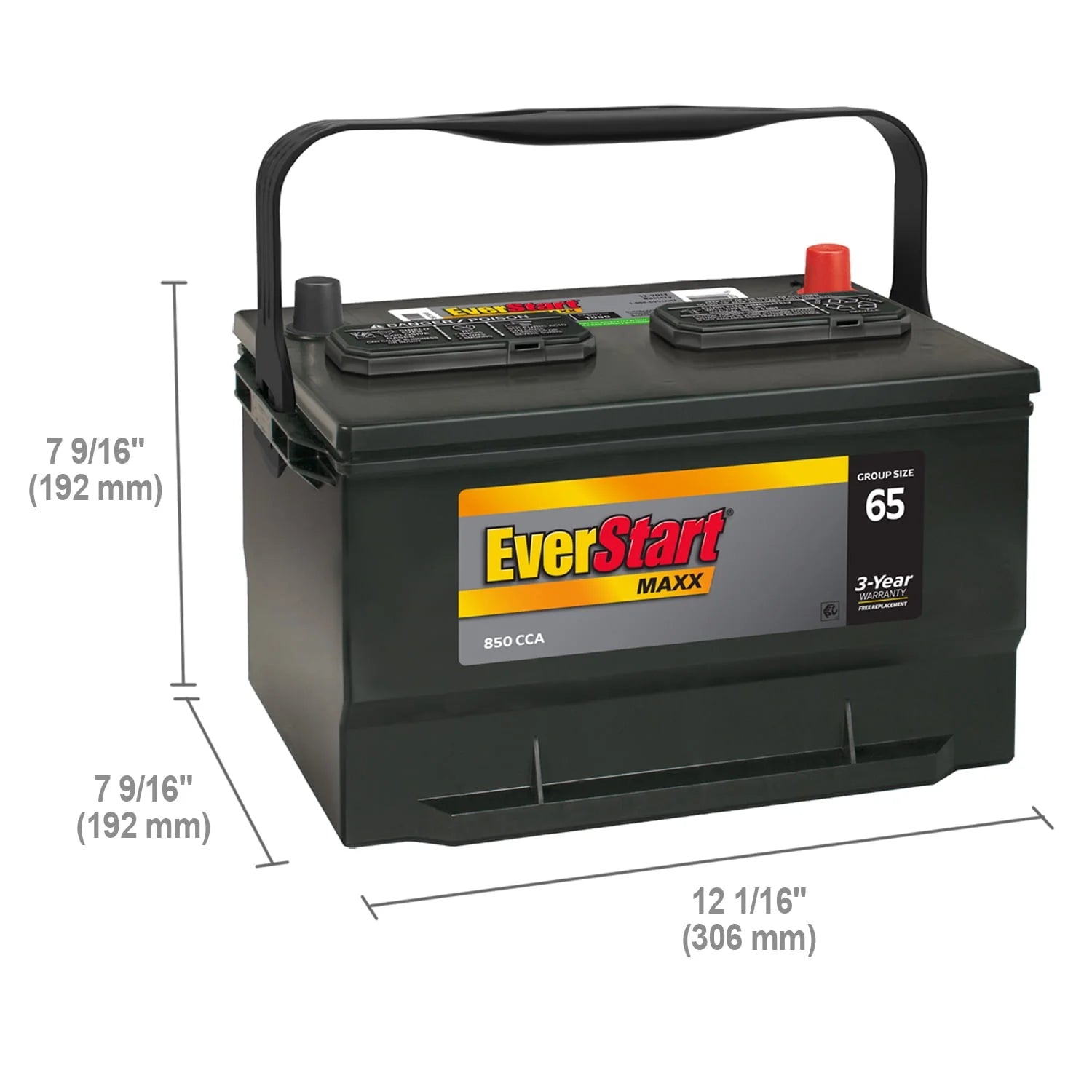 Group Size 65 12 Volt 850 CCA Lead Acid Automotive Battery B96689