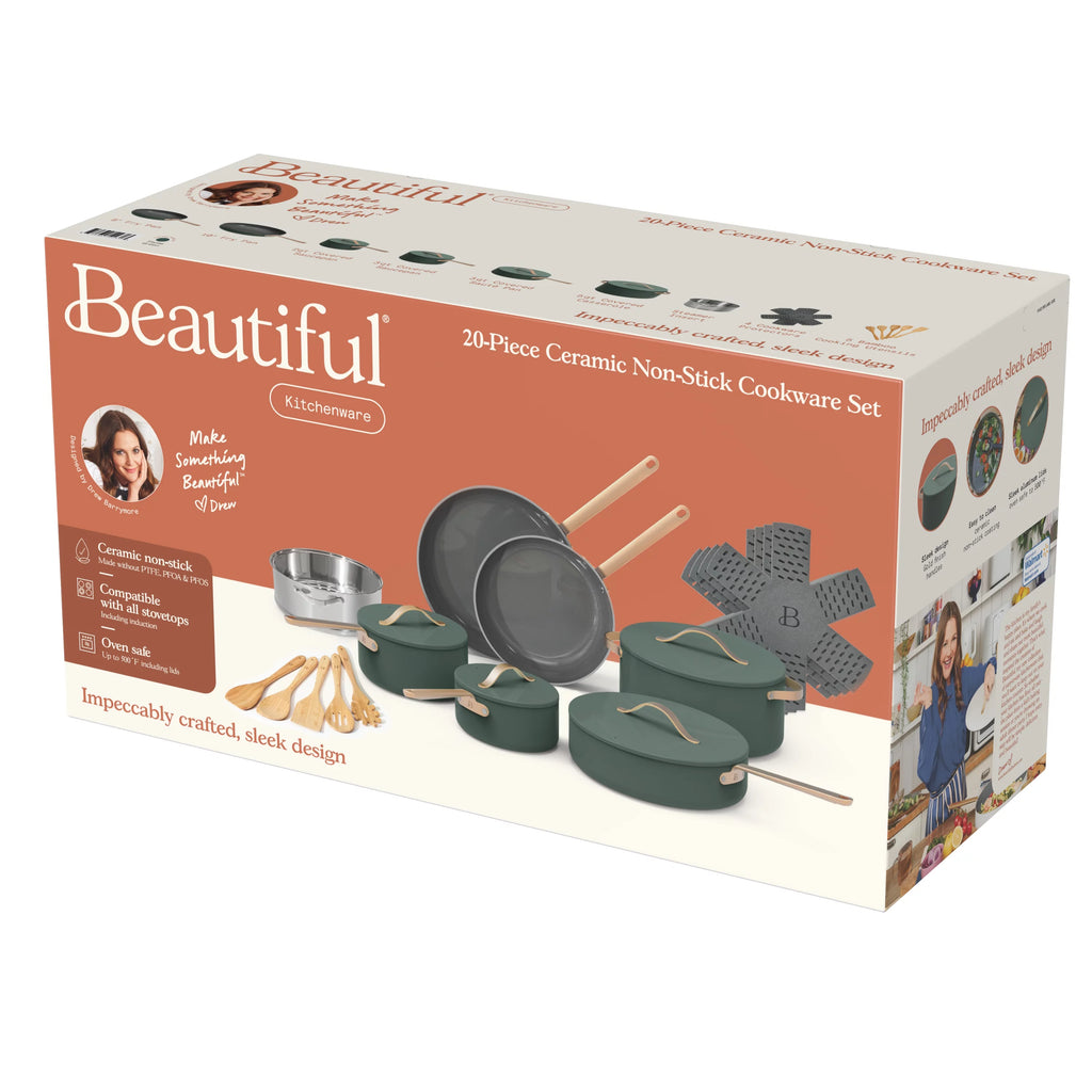 20pc Ceramic Non-Stick Cookware Set X225690