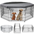 8 Panel 24" W x 24" H Metal Dog Exercise Pen with Bottom Pad O460693