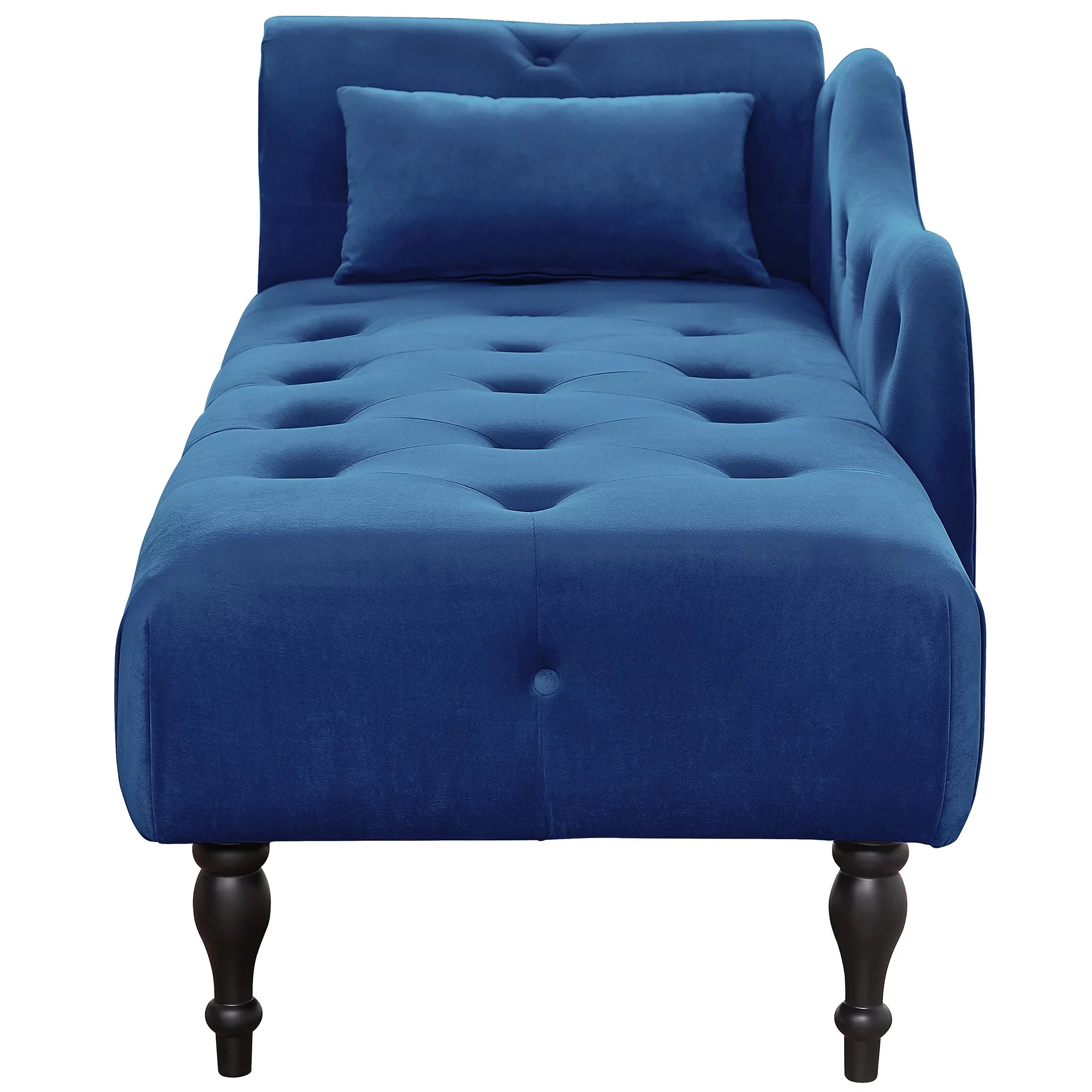 Blue Button Tufted Lounge Chaise with Accent Pillow B3147