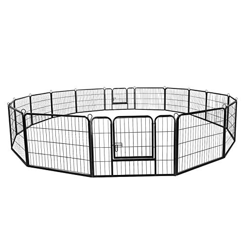 16 Panels 32 in Black Metal Pet Playpen I202