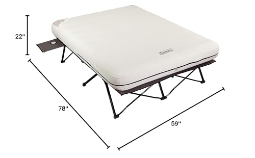 Queen-Size Airbed Cot Combination with Steel Frame & Side Table, Battery Pump Included S9567
