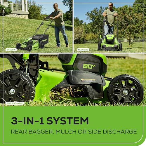 80V 21" Brushless Cordless Push Lawn Mower with 2.0Ah Batteries and Rapid Charger C108866