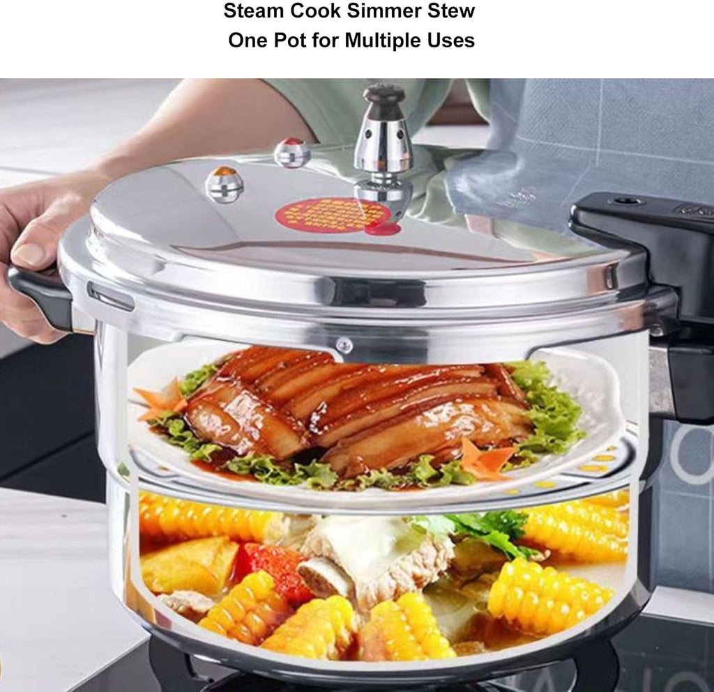 Stainless Steel Pressure Cooker with Safety Valves and Steaming Plate W5393
