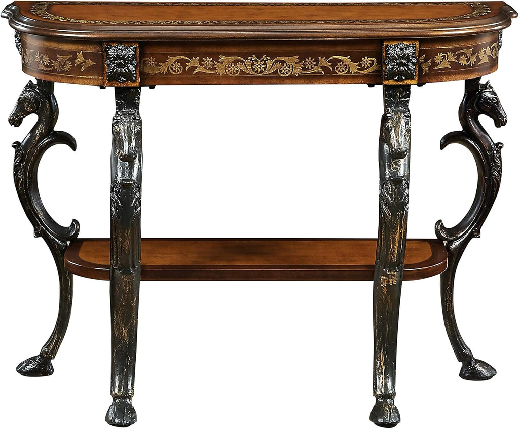 Floral Demilune Console Table with Display Shelf I616