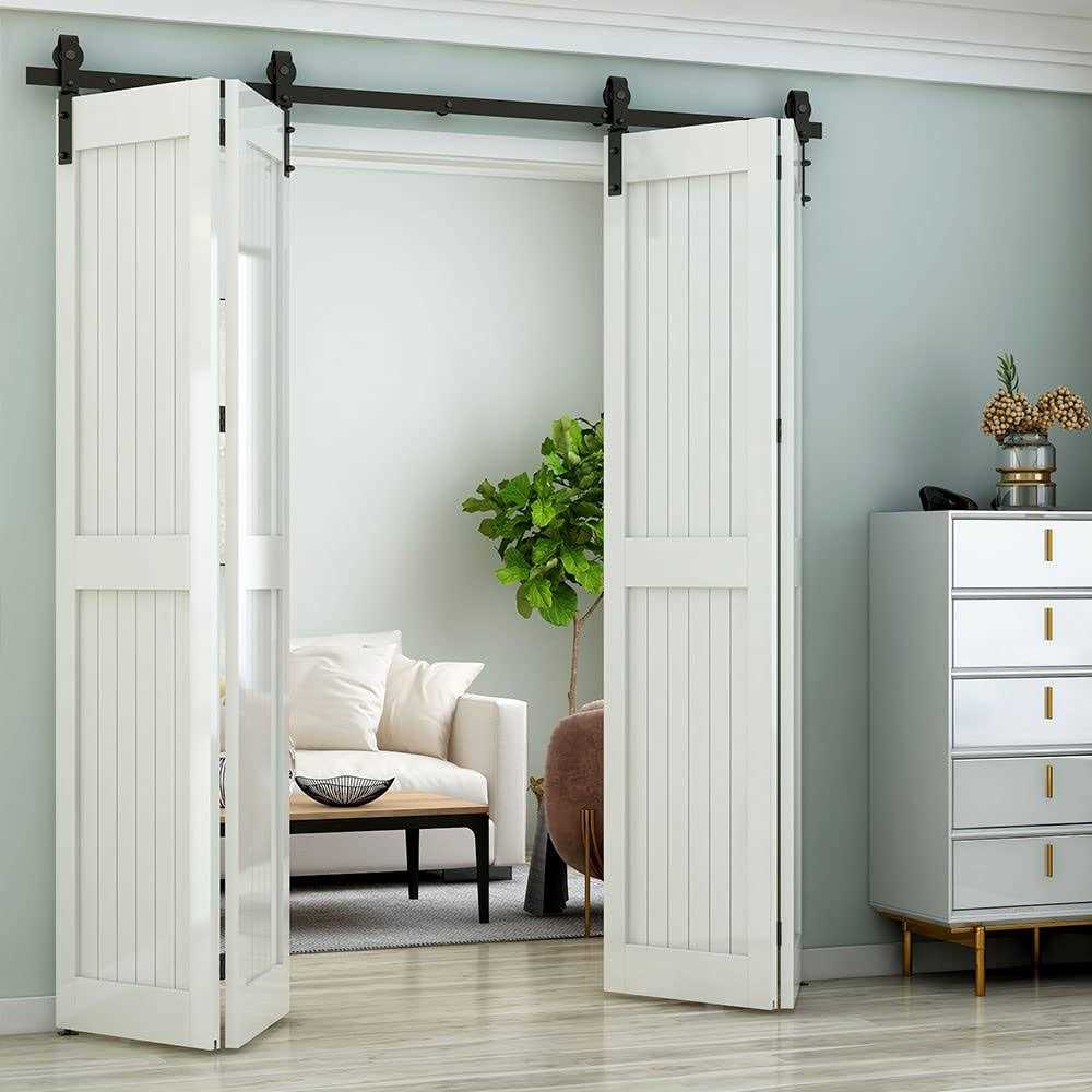 Bi-folding Sliding Barn Door Hardware Kit for 4 Doors H723235