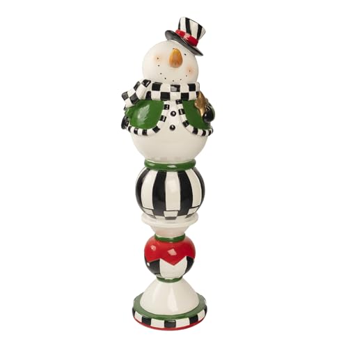 Black and White Checkered Resin Snowman Christmas Decorations V12085