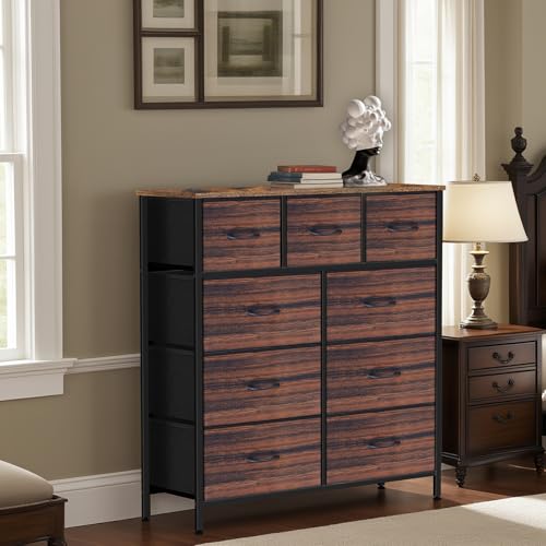Black 9 Drawer Fabric Dresser V654424