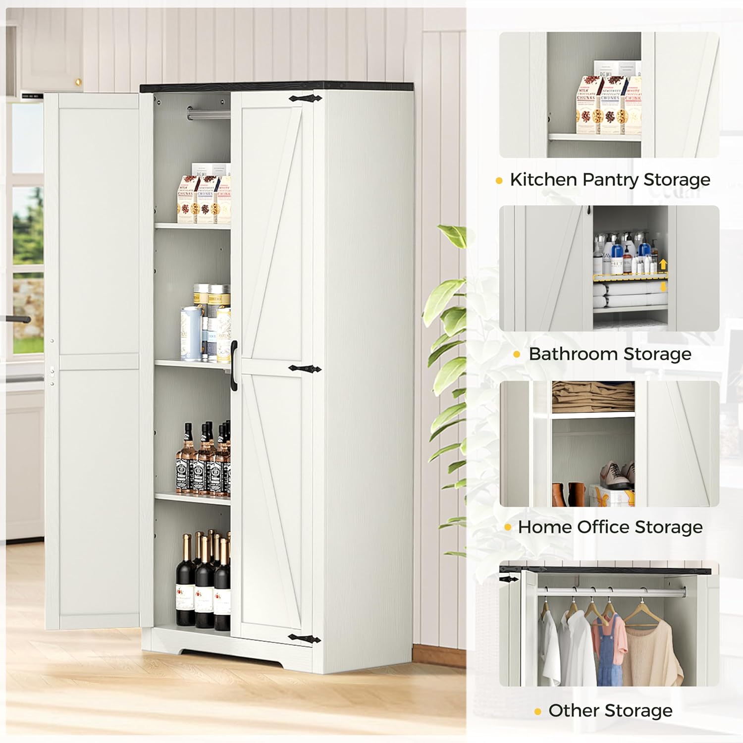 White 72" Wardrobe Closet with Doors E61020