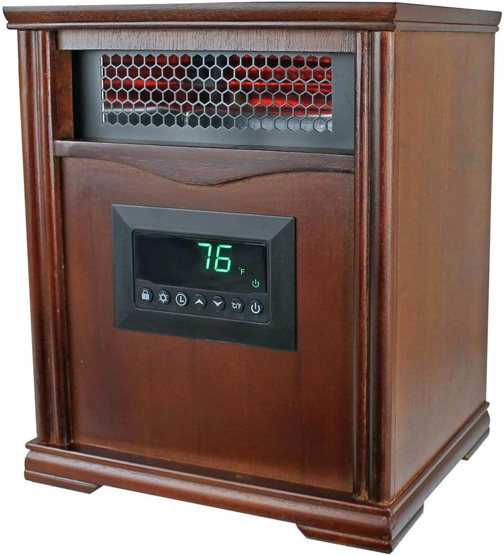 Brown Oak Wood Portable Electric Infrared Quartz Space Heater T6634