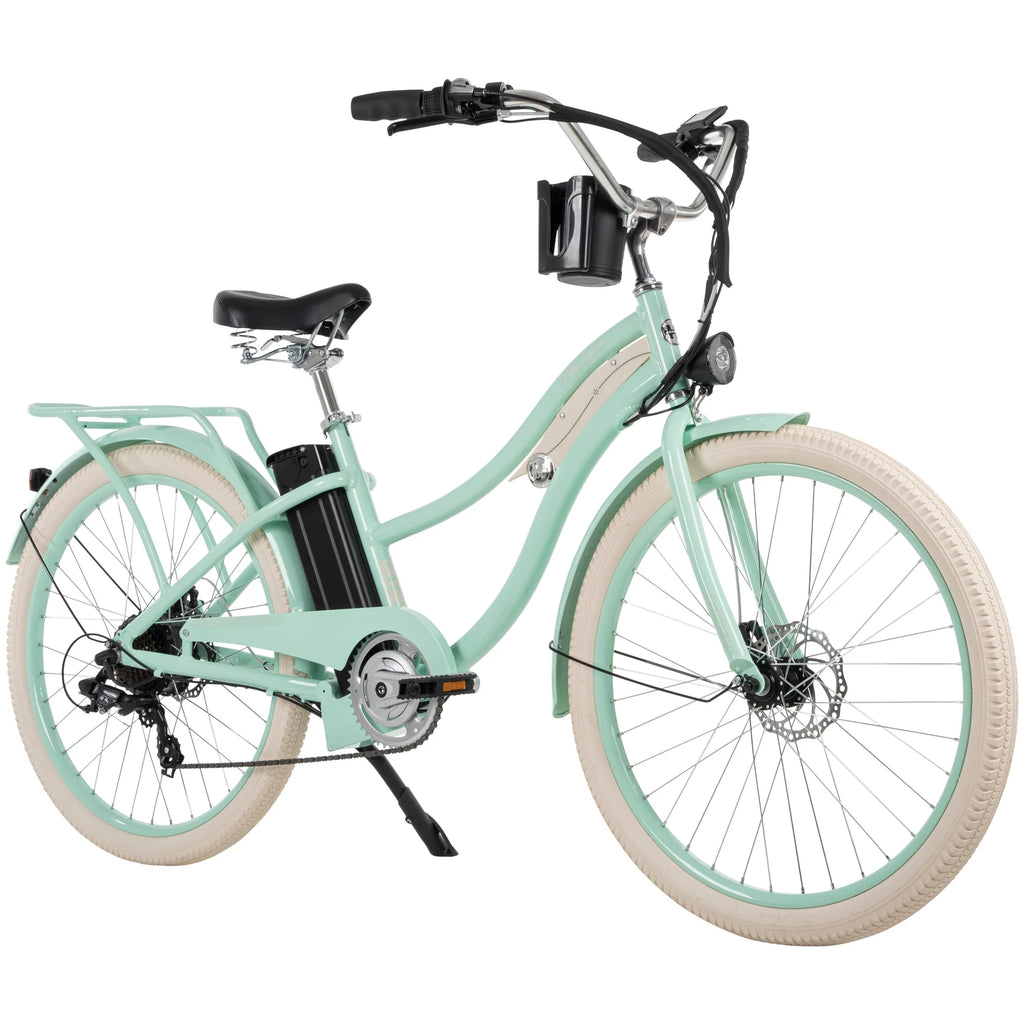 26-in 7-Spd Electric Cruiser Bike, Mint Green, 36V, 350W F1051