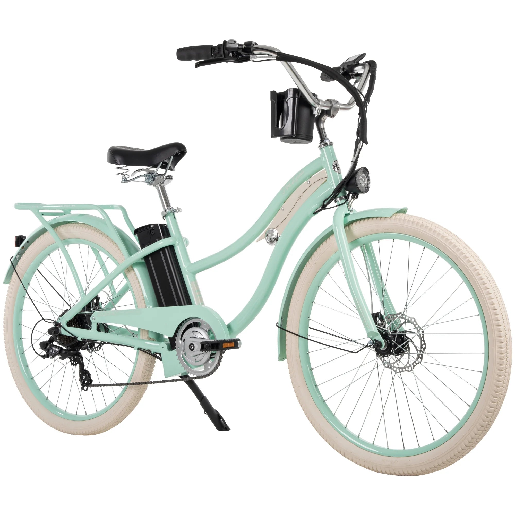 26-in 7-Spd Electric Cruiser Bike, Mint Green, 36V, 350W F1051