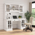White Ash 60W Computer Desk with Hutch and Storage A121152