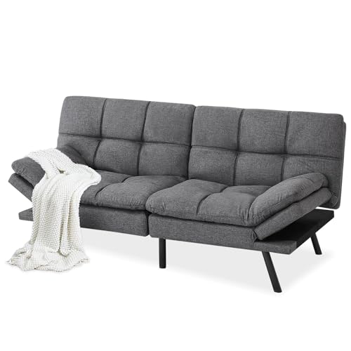 Grey Fabric Memory Foam Convertible Sofa Bed U610466