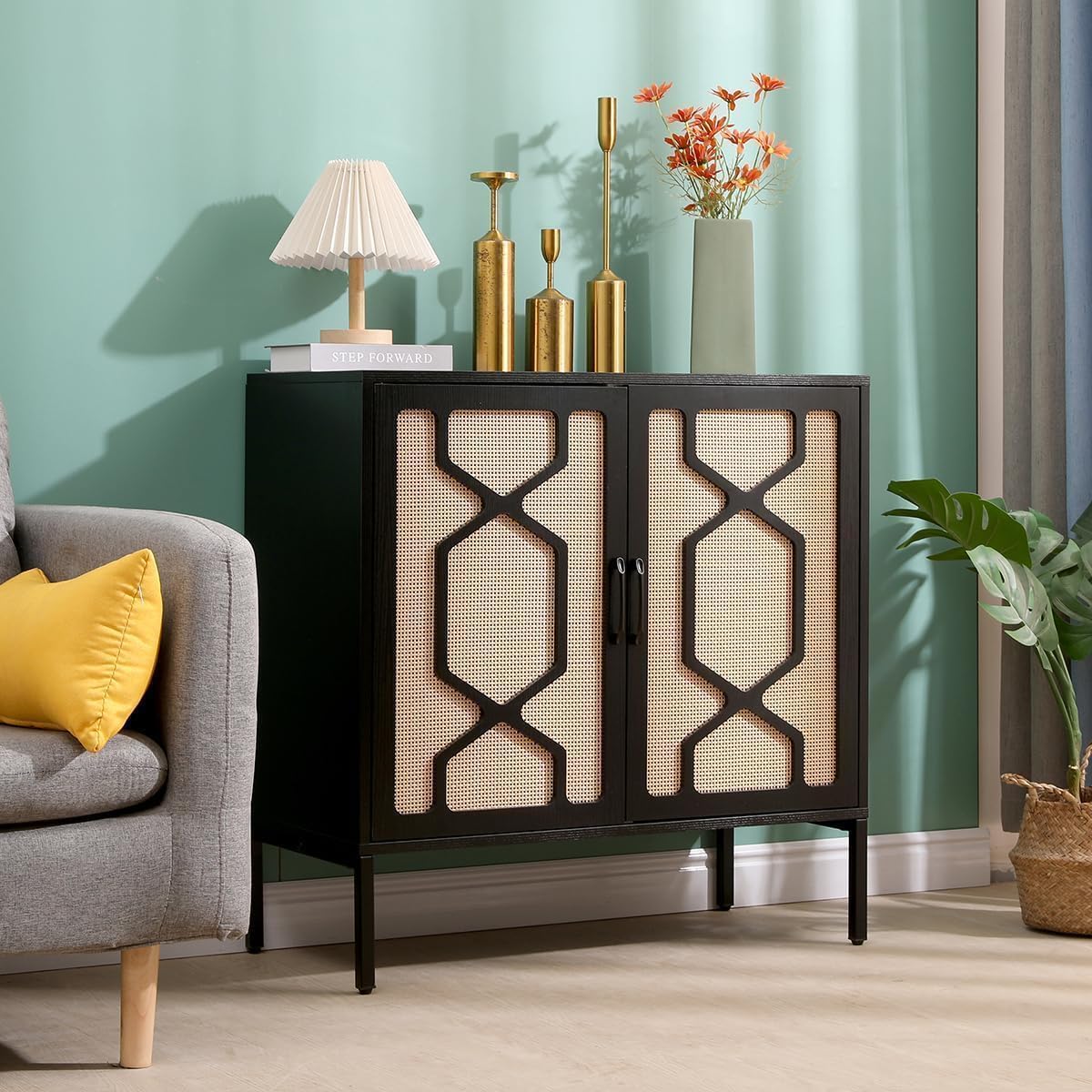 Rattan Sideboard Cabinet with Adjustable Shelf and 2 Doors M767970