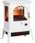 White Electric Infrared Fireplace Stove with Realistic Log Flame R9554