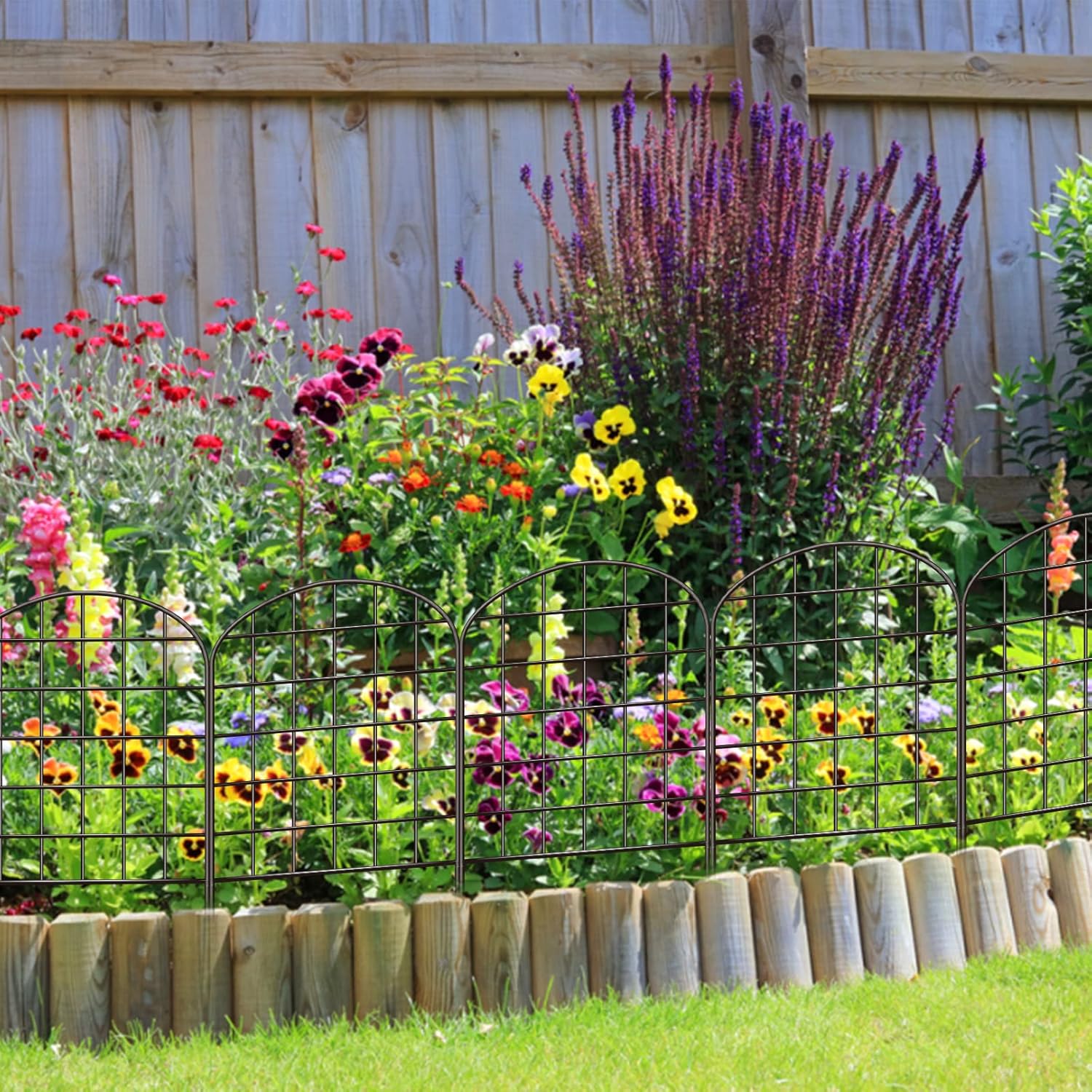 10 Pack Rustproof Coated Metal Garden Fence Border J678