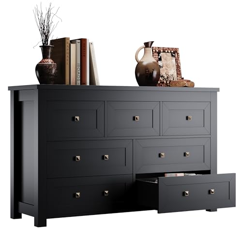 Black 7 Drawer Wood Dresser M9438