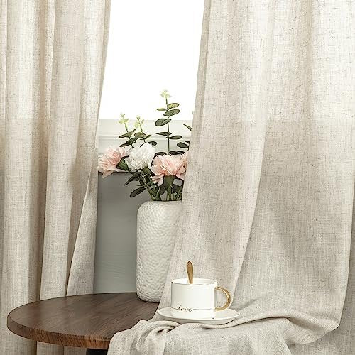 Grommet Linen Blended Sheer Curtains Z972788
