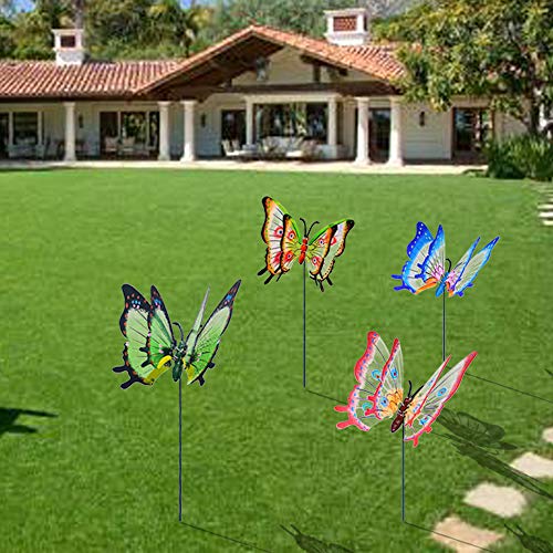 3D Large Butterfly Garden Stakes Decorations Outdoor Lawn Decorative Yard Decor Ornaments (Pack of 4) U140725
