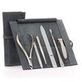 6pc Stainless Steel Manicure Set in Gray Suede Case G895