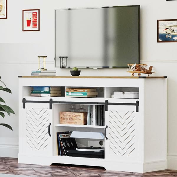 Black 34'' Tall TV Stand with Sliding Barn Doors G15411