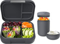 Dark Gray Bento-Style Lunch Box Set With Reusable Snack Cup G61842