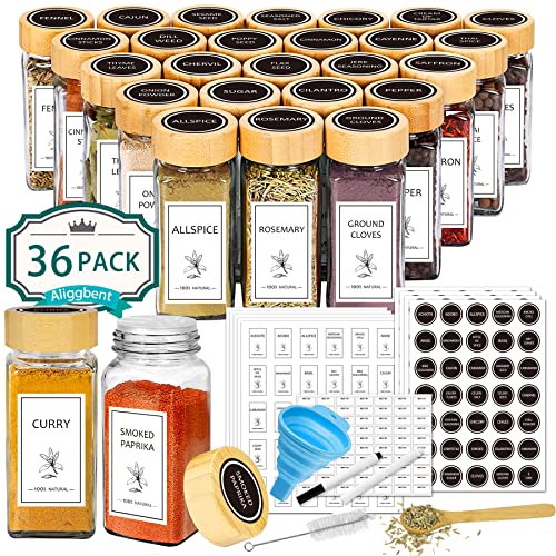 48 Pcs 4 oz Glass Spice Jars with Bamboo Lids H16416