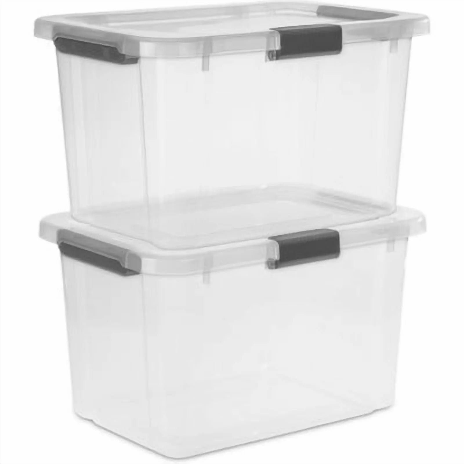 30qt Plastic Storage Tote with Hinged Lid W727733