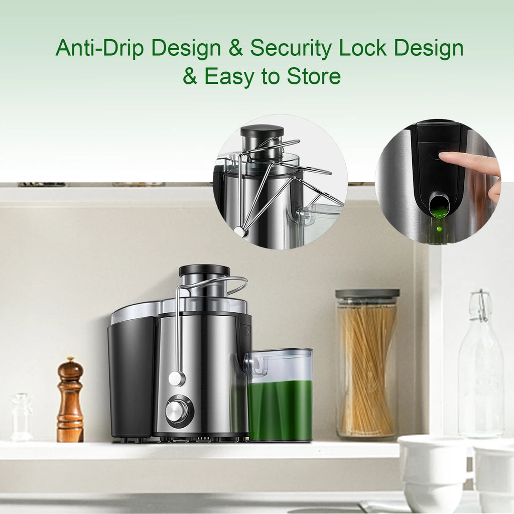 Stainless Steel Compact Centrifugal Juicer with 3'' Wide Mouth F4811