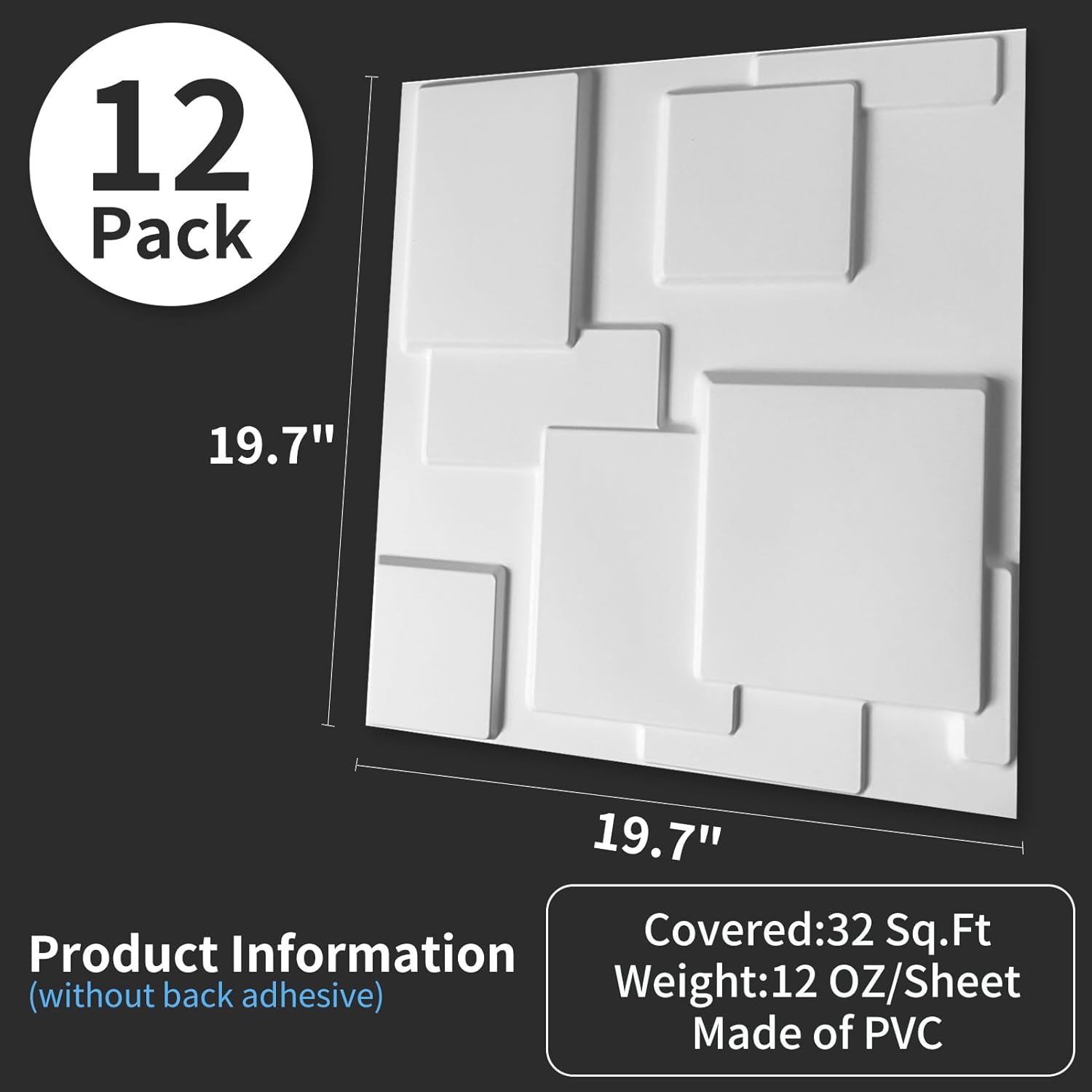 White PVC 3D Wall Panel, 32 Sq.FT P918