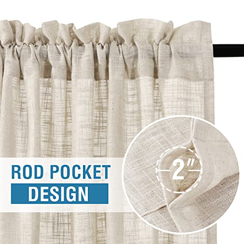 Natural Linen Blended Curtains 84 inches Long 2 Panel Sets G3441