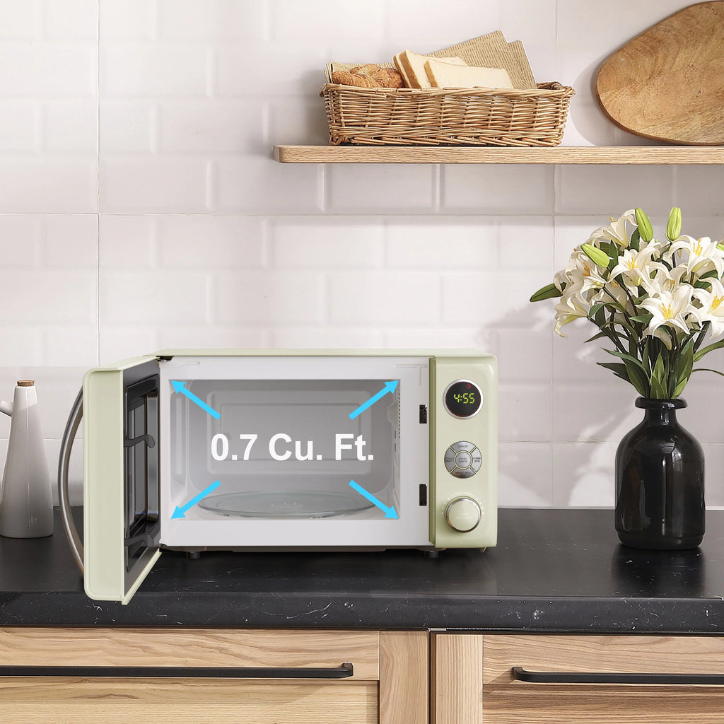 0.7 Cu ft Retro Countertop Microwave Oven, 700 Watts, Blue B4729