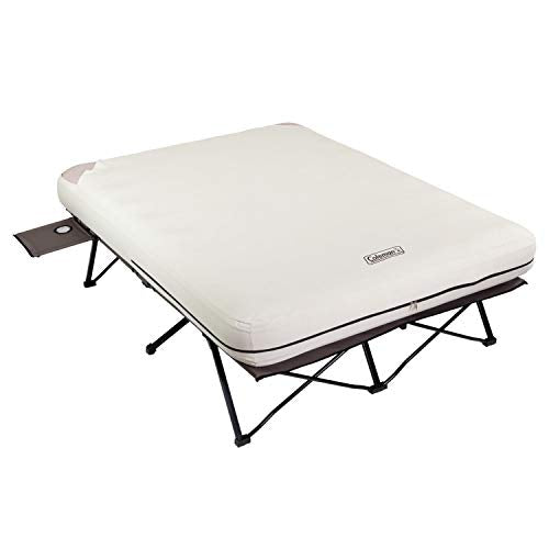 Queen-Size Airbed Cot Combination with Steel Frame & Side Table, Battery Pump Included S9567