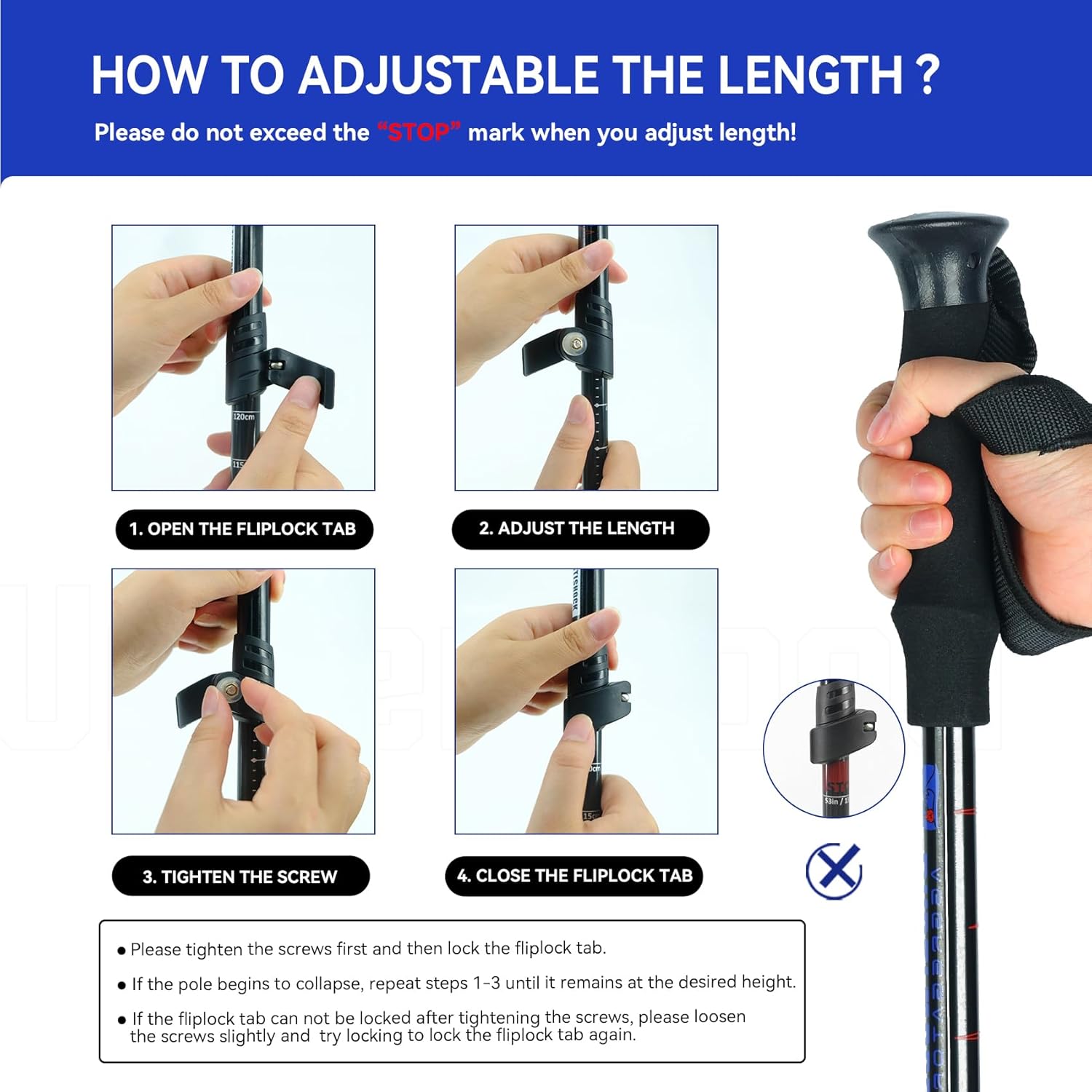 2 Pack Adjustable Aluminum Trekking Poles R9885