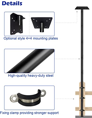 Matte Black 105 Inch Heavy Duty Bird Feeder Pole Kit with 5-Forked Base M3100