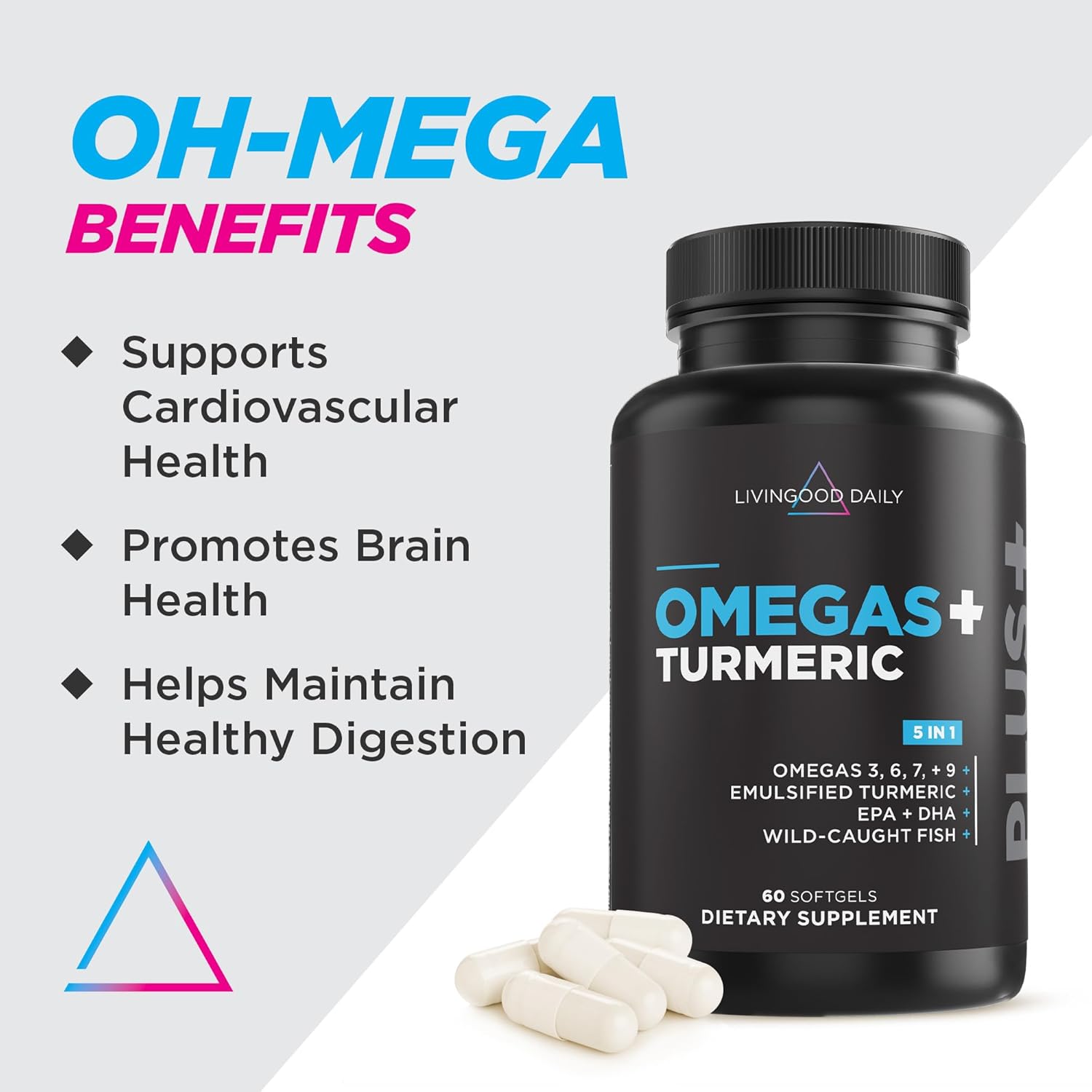 Omega 3 6 9 Plus Turmeric Curcumin Supplement 60 Softgels M853