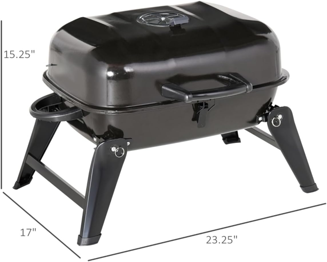 Charcoal BBQ Grill Portable Folding Tabletop Grill Black X34642